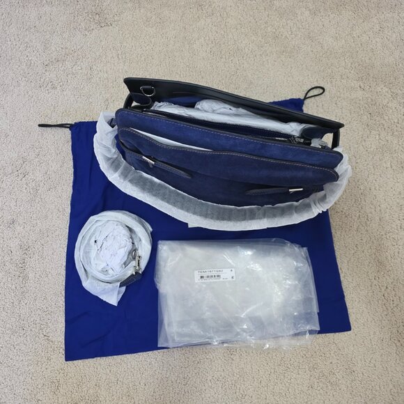 Le Tanneur Emie Large Shoulder Bag Prussian Blue Denim Suede Luxe Tote - Picture 9 of 9